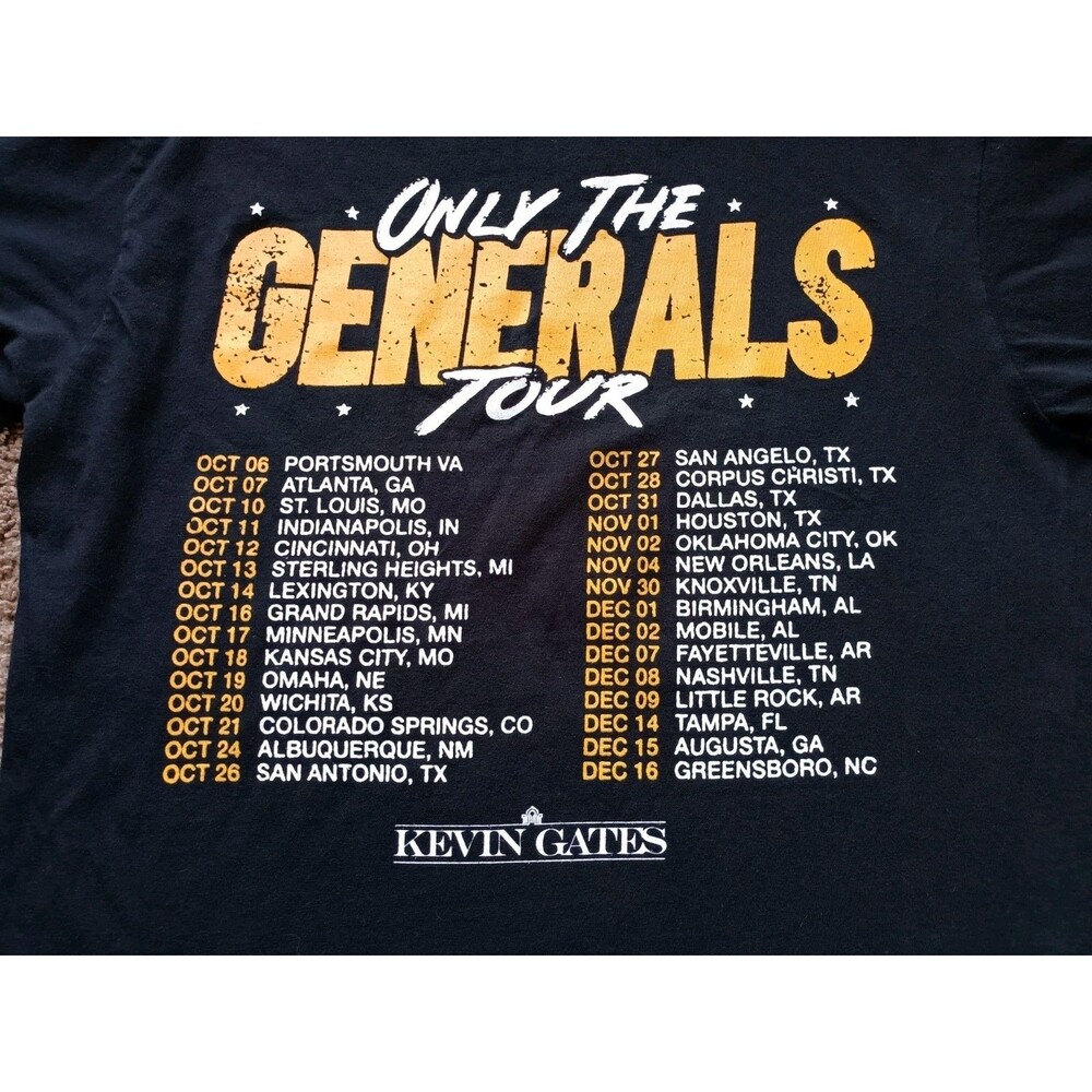 Kevin Gates T-Shirt Men's Large Only The Generals Tour Merch Black Short Sleeve - Picture 5 of 7